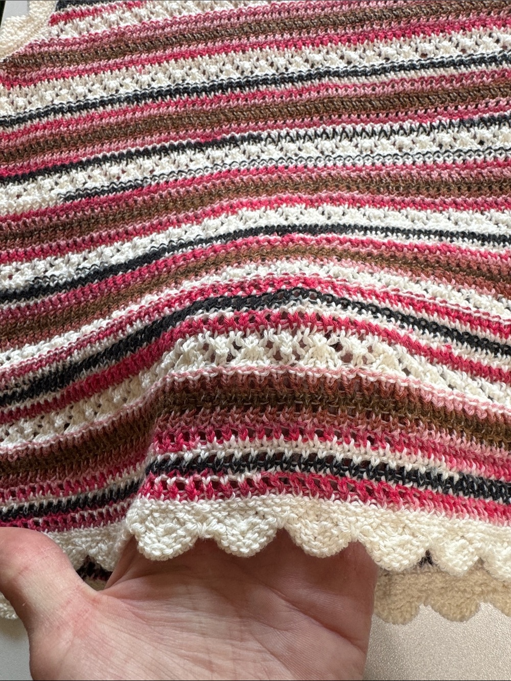 Universal Thread Crocheted Stripe Tank Top in Cream, Brown, Black Large - Picture 3 of 7